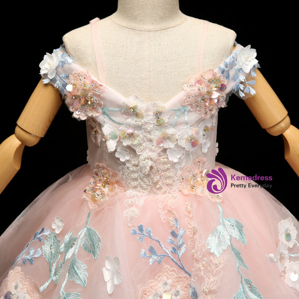 Pink Ball Gown Tulle Applqiues Off The Sholuder Princess Dress