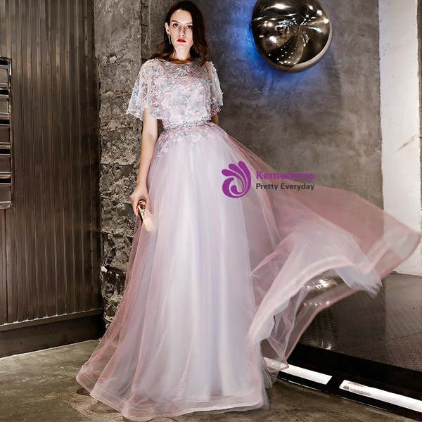 In Stock:Ship in 48 Hours Purple Taro Tulle Appliques Prom Dress