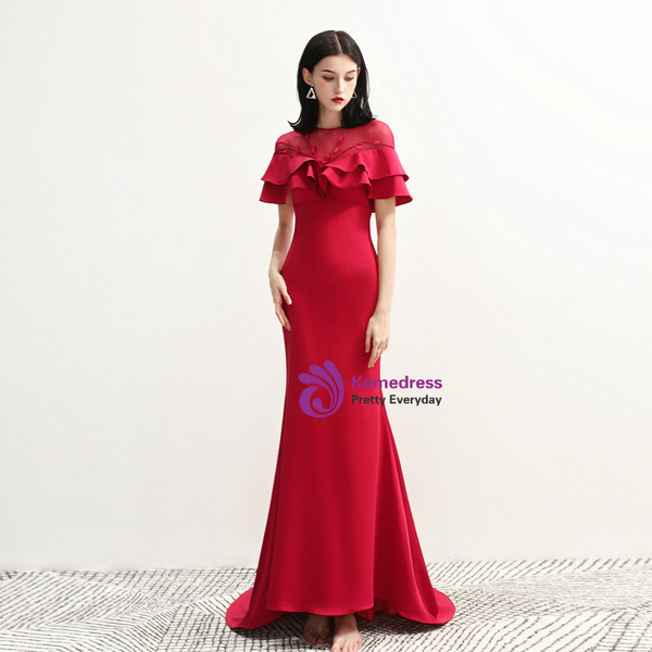 In Stock:Ship in 48 Hours Mermaid Burgundy Long Prom Dress