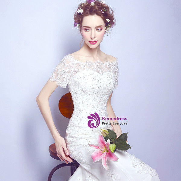 In Stock:Ship in 48 Hours Mermaid Lace Appliques Weddign Dress