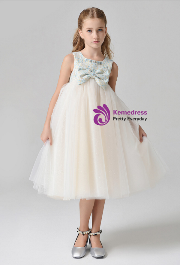 In Stock:Ship in 48 Hours Yellow Tulle High Waist Flower Girl Dress