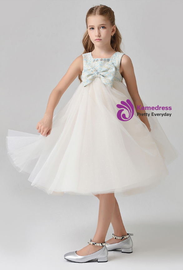 In Stock:Ship in 48 Hours Yellow Tulle High Waist Flower Girl Dress