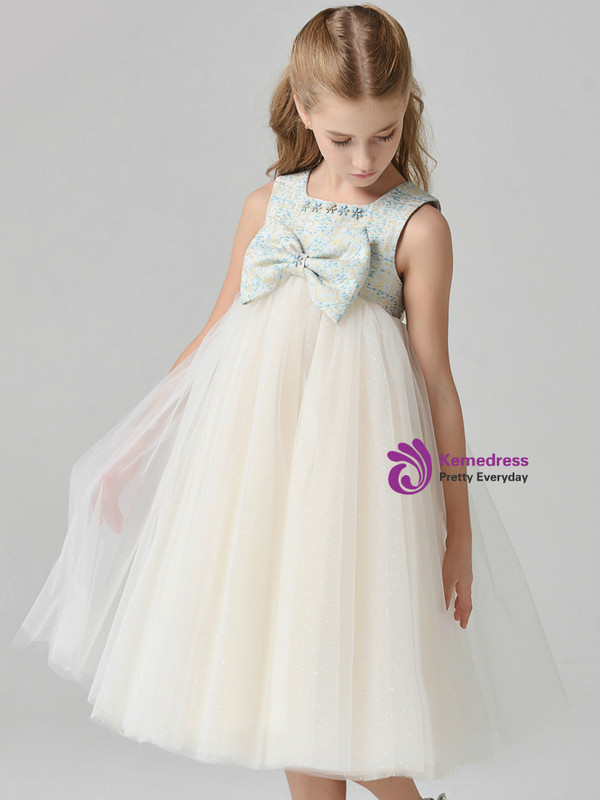 In Stock:Ship in 48 Hours Yellow Tulle High Waist Flower Girl Dress