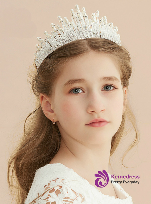 Rhinestone Pearl Crown Princess Hairband Crown Big Tiaras