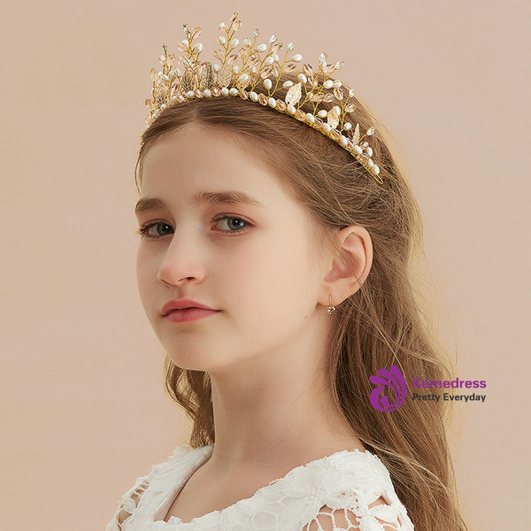 Gold Rhinestone Pearl Crown Headband Princess Crown Hair Accessories