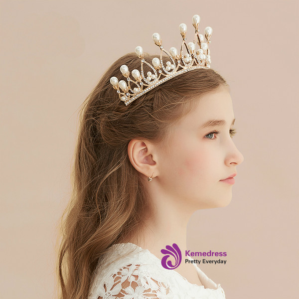 Girl Golden Pearl Crown Crown Hair Accessories