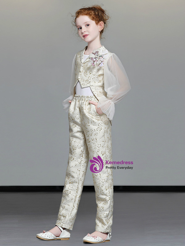 Shop 2019 Long & Short In Stock:Ship in 48 Hours Gold Two Piece Sequins Suits Girl Clother With Factory Price From Kemedress