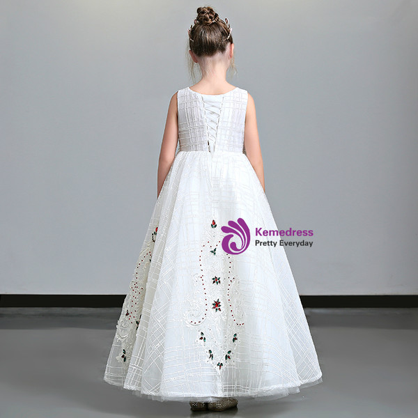 Shop 2019 Long & Short In Stock:Ship in 48 Hours White Tulle Flower Girl Dress With Cloak With Factory Price From Kemedress
