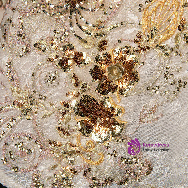 Shop 2019 Long & Short Champagne Ball Gown Tulle Sequins Appliques Backless Flower Girl Dress With Factory Price From Kemedress