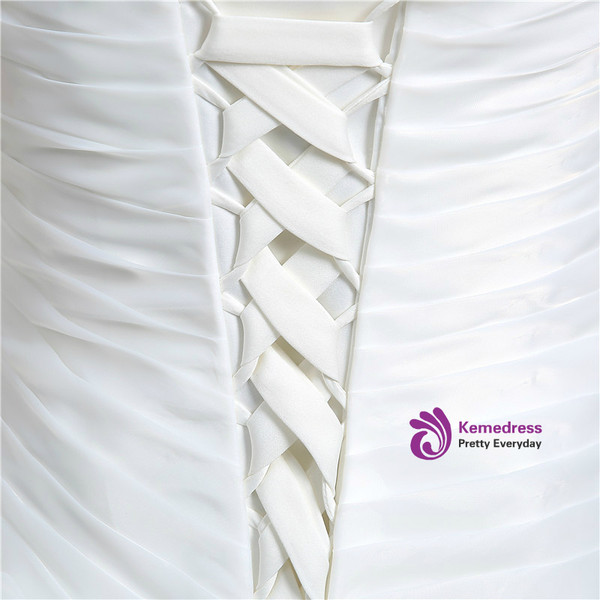 Shop 2019 Long & Short White Mermaid Organza Sweetheart Neck Ruffle Pleats Wedding Dress With Factory Price From Kemedress