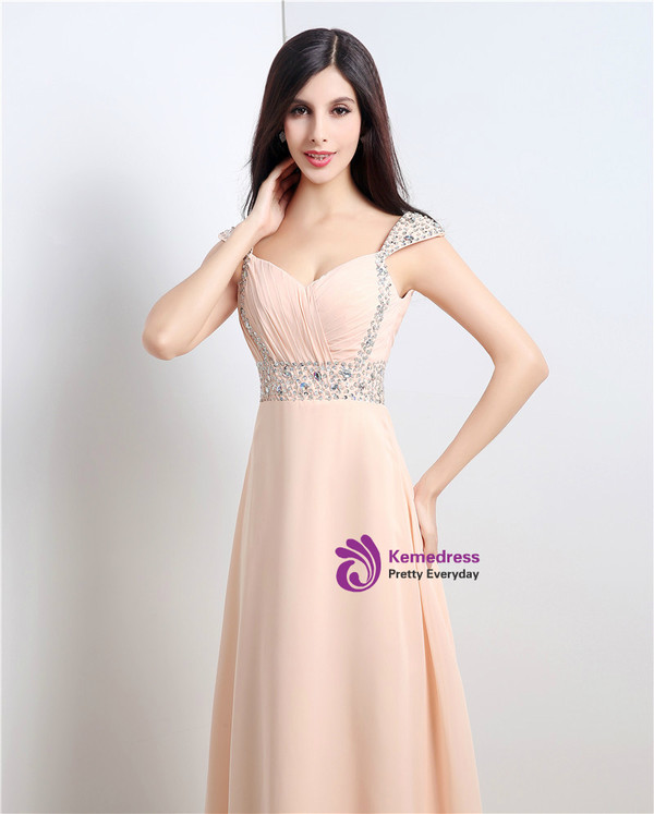 Shop 2019 Long & Short A-Line Pink Chiffon Sweetheart Backless Long Prom Dress With Beading With Factory Price From Kemedress
