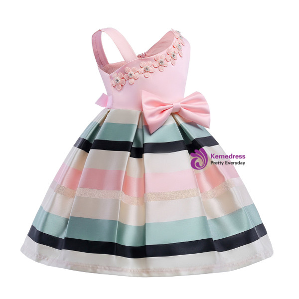 Shop 2019 Long & Short In Stock:Ship in 48 Hours Pink Satin One Shoulder Flower Girl Dress With Bow With Factory Price From Kemedress