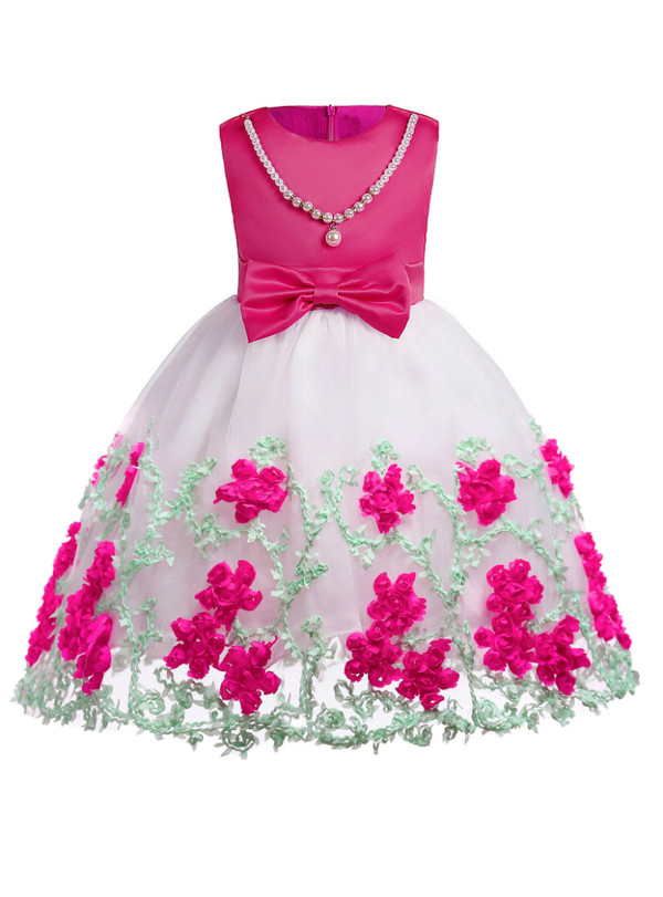 Shop 2019 Long & Short In Stock:Ship in 48 Hours Fuchsia Tulle Appliques Flower Girl Dress With Bow With Factory Price From Kemedress