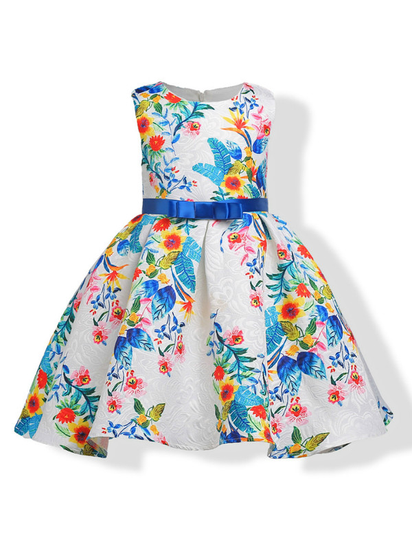 Shop 2019 Long & Short In Stock:Ship in 48 Hours White Lace Print Flower Girl Dress With Factory Price From Kemedress