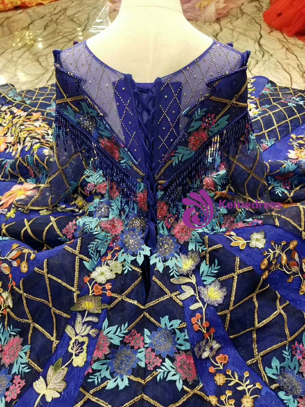 Shop 2019 Long & Short Blue Ball Ghttps://youtu.be/iWCKXuubVyIown Sequins Long Sleeve Embriodery Appliques Wedding Dress With Factory Price From Kemedress