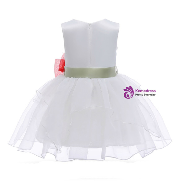 Shop 2019 Long & Short In Stock:Ship in 48 Hours White Organza Flower Girl Dress With Flower With Factory Price From Kemedress