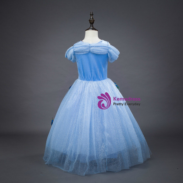 Shop 2019 Long & Short In Stock:Ship in 48 Hours Blue Tulle Cinderella Dress With Butterfly With Factory Price From Kemedress
