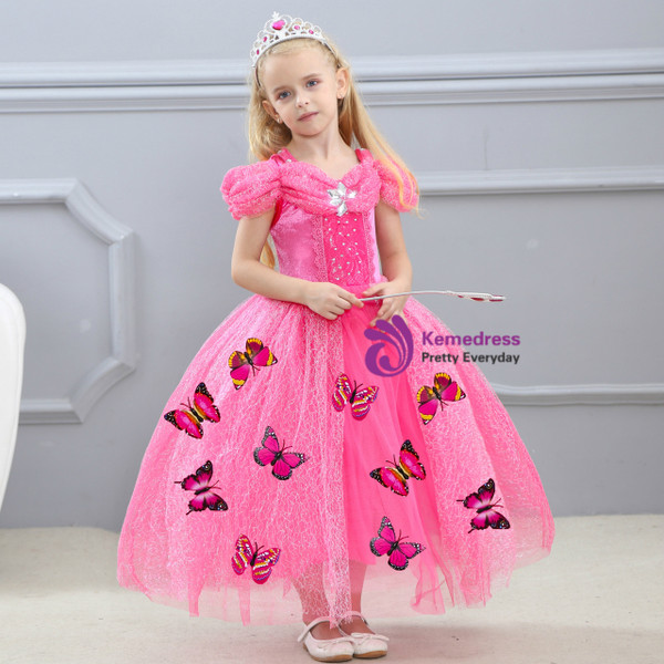 Shop 2019 Long & Short In Stock:Ship in 48 Hours Fuchsia Tulle Cinderella Dress With Butterfly With Factory Price From Kemedress