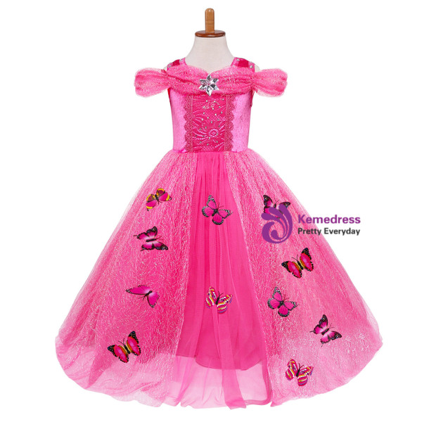 Shop 2019 Long & Short In Stock:Ship in 48 Hours Fuchsia Tulle Cinderella Dress With Butterfly With Factory Price From Kemedress
