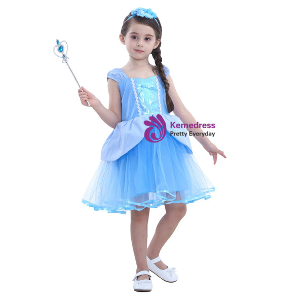 Shop 2019 Long & Short In Stock:Ship in 48 Hour Blue Tulle Cinderella Princess Dress With Factory Price From Kemedress