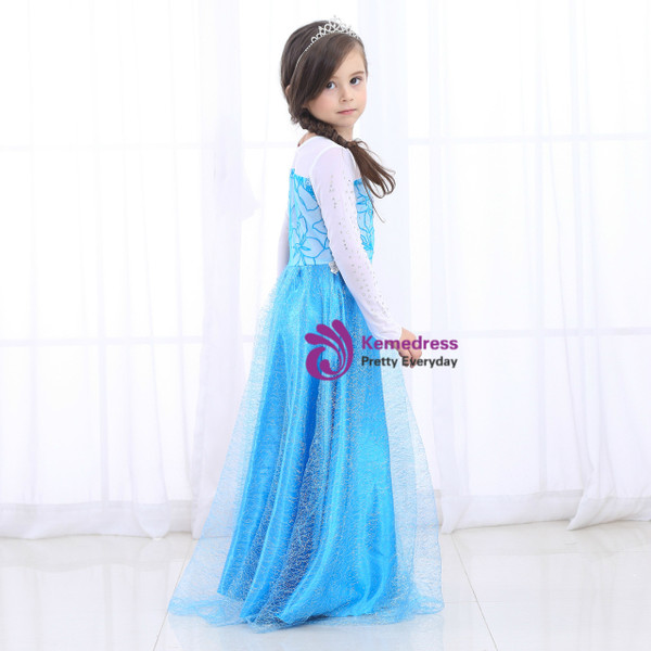 Shop 2019 Long & Short In Stock:Ship in 48 Hours Blue Tulle Long Sleeve Queen Aisha Dress With Factory Price From Kemedress