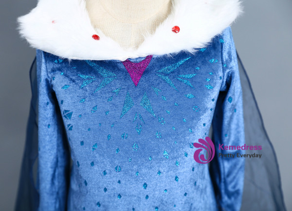 Shop 2019 Long & Short In Stock:Ship in 48 Hours Blue Velvet Long Sleeve Princess Aisha Dress With Factory Price From Kemedress