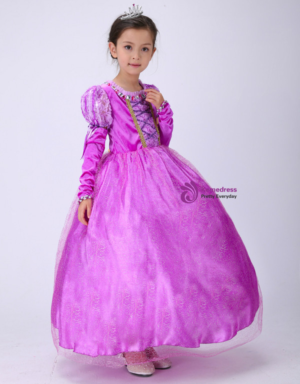Shop 2019 Long & Short In Stock:Ship in 48 Hours Purple Tulle Puff Sleeve Sophia Princess Dress With Factory Price From Kemedress