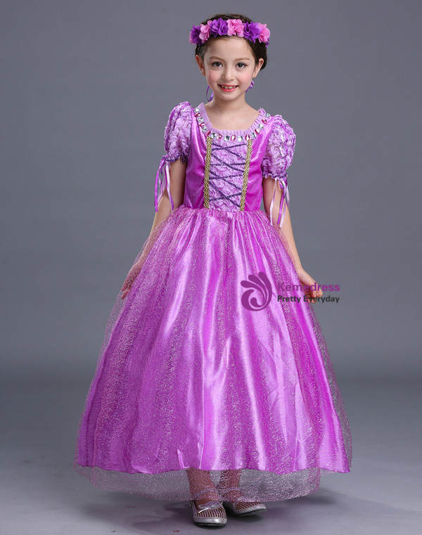 Shop 2019 Long & Short In Stock:Ship in 48 Hours Purple Tulle Puff Sleeve Sophia Princess Dress With Factory Price From Kemedress