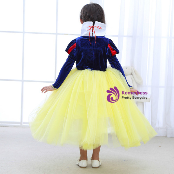 Shop 2019 Long & Short In Stock:Ship in 48 Hours Yellow Tulle Blue Velvet Princess Dress With Factory Price From Kemedress