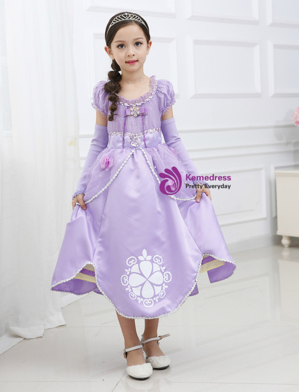 Shop 2019 Long & Short In Stock:Ship in 48 Hours Purple Satin Cap Sleeve Princess Sophia Skirt With Factory Price From Kemedress