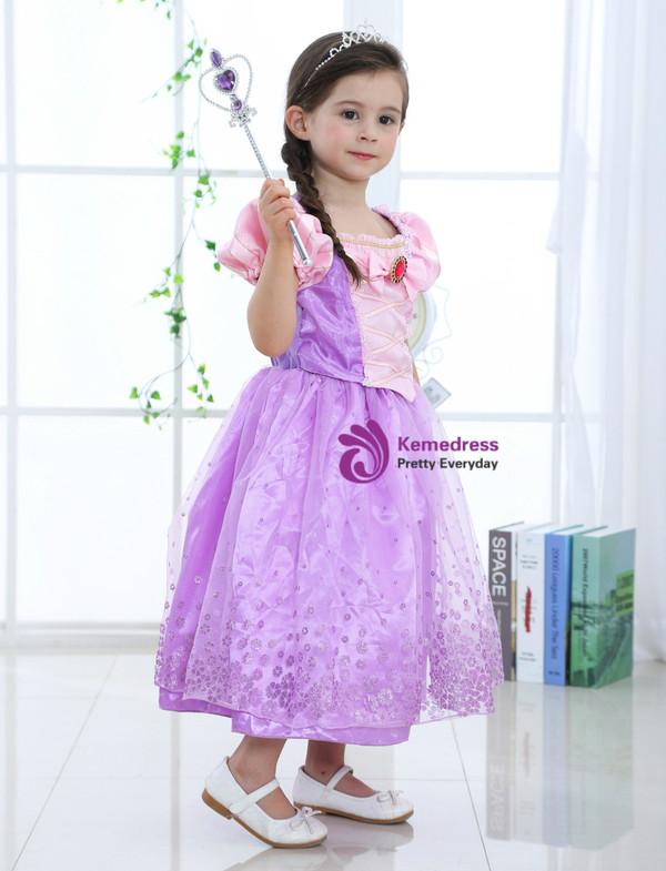 Shop 2019 Long & Short In Stock:Ship in 48 Hours Purple And Pink Cap Sleeve Princess Dress With Factory Price From Kemedress