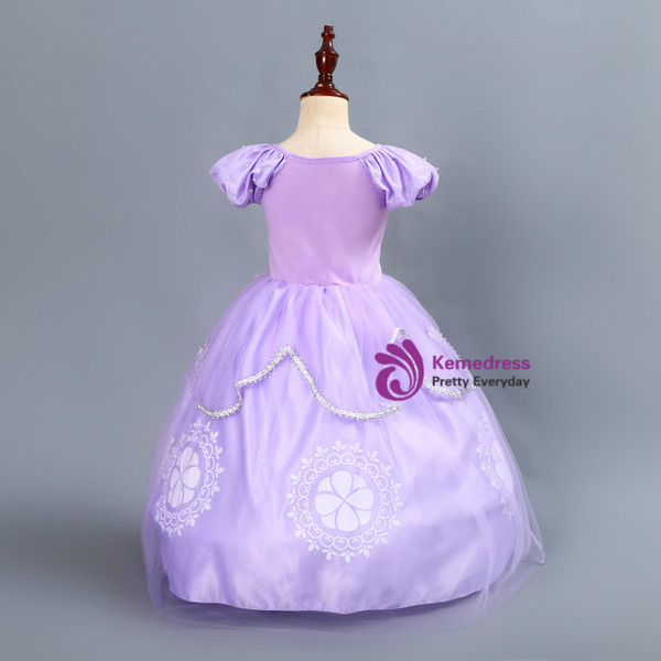 Shop 2019 Long & Short In Stock:Ship in 48 Hours Purple Satin Cap Sleeve Appliques Princess Dress With Factory Price From Kemedress