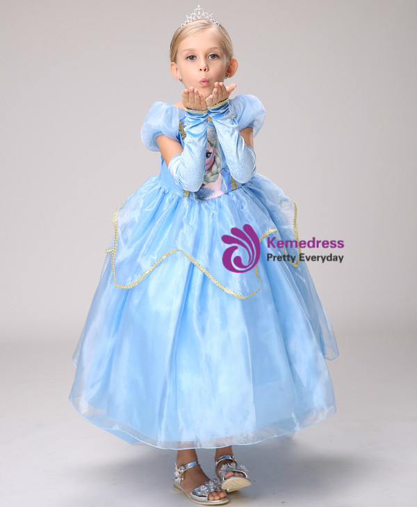 Shop 2019 Long & Short In Stock:Ship in 48 Hours Blue Organza Cap Sleeve Aisha Princess Dress With Factory Price From Kemedress