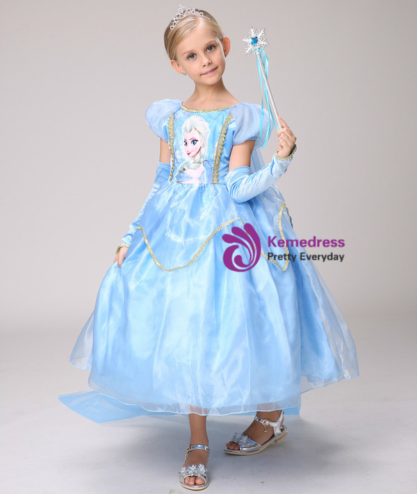 Shop 2019 Long & Short In Stock:Ship in 48 Hours Blue Organza Cap Sleeve Aisha Princess Dress With Factory Price From Kemedress