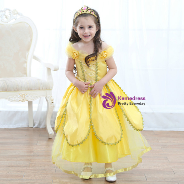Shop 2019 Long & Short In Stock:Ship in 48 Hours Yellow Satin Off The Shoulder Princess Dress With Factory Price From Kemedress