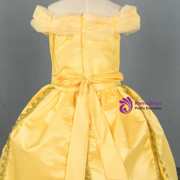 In Stock:Ship in 48 Hours Yellow Satin Off The Shoulder Princess Dress