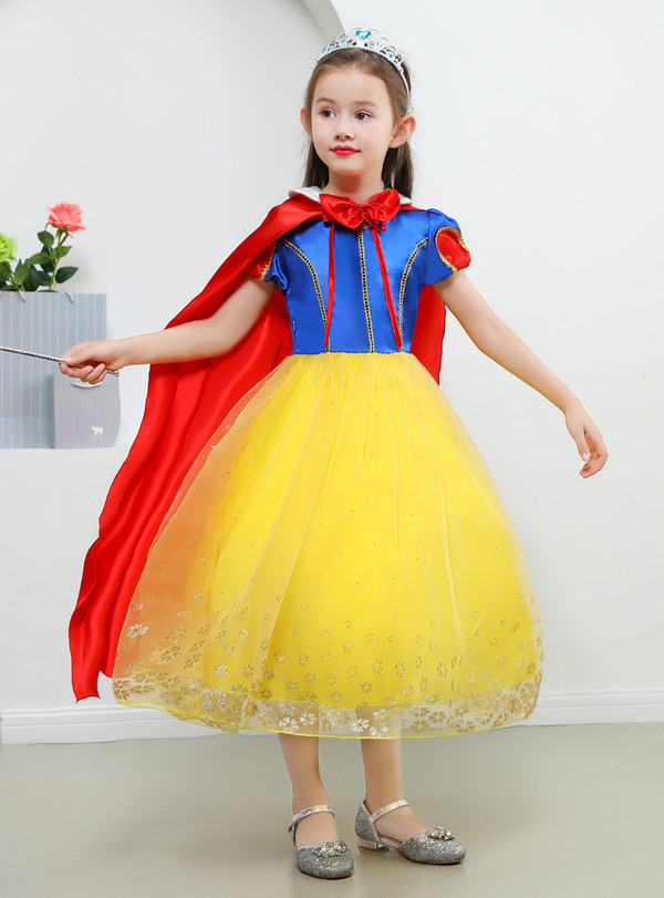 Shop 2019 Long & Short In Stock:Ship in 48 Hours Yellow Tulle Short Sleeve Snow White Princess Dress  With Factory Price From Kemedress