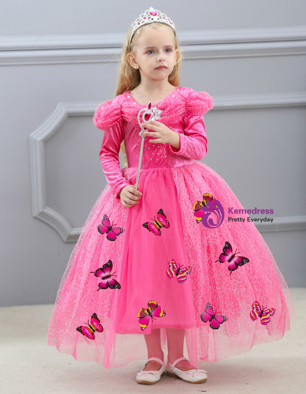 Shop 2019 Long & Short In Stock:Ship in 48 Hours Fuchsia Tulle Long Sleeve Princess Ai Luo dress With Factory Price From Kemedress