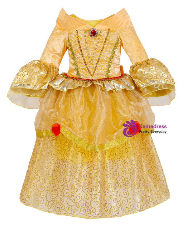 Shop 2019 Long & Short In Stock:Ship in 48 Hours Yellow Organza Puff Sleeve Princess Dress With Factory Price From Kemedress