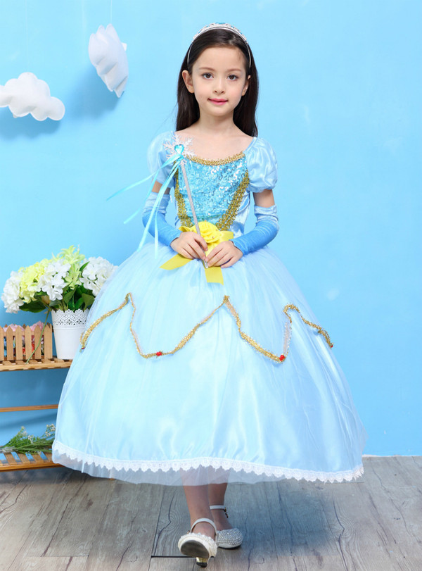 Shop 2019 Long & Short In Stock:Ship in 48 Hours Blue Organza Tulle Cap Sleeve Aisha Princess Dress With Factory Price From Kemedress