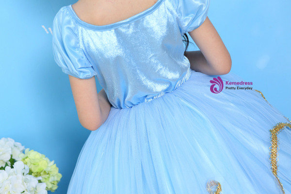 Shop 2019 Long & Short In Stock:Ship in 48 Hours Blue Organza Tulle Cap Sleeve Aisha Princess Dress With Factory Price From Kemedress