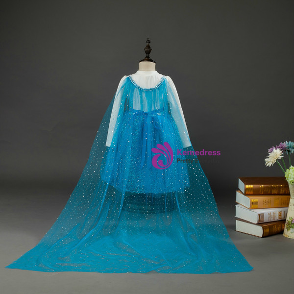 Shop 2019 Long & Short In Stock:Ship in 48 Hours Blue Tulle Sequins Long Sleeve Aisha Princess Dress With Factory Price From Kemedress