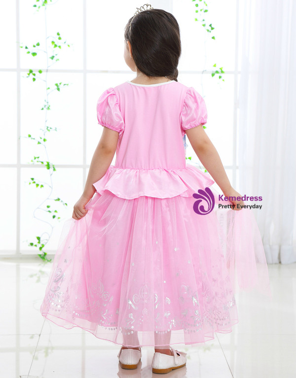 Shop 2019 Long & Short In Stock:Ship in 48 Hours Pink Tulle Cap Sleeve Frozen Princess Dress With Factory Price From Kemedress
