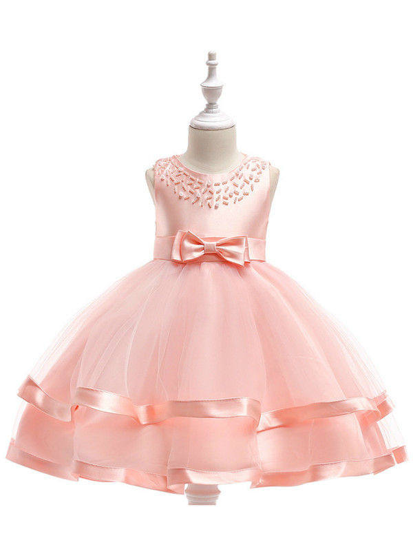 Shop 2019 Long & Short In Stock:Ship in 48 Hours Pink Tulle Flower Girl Dress With Pearls With Factory Price From Kemedress