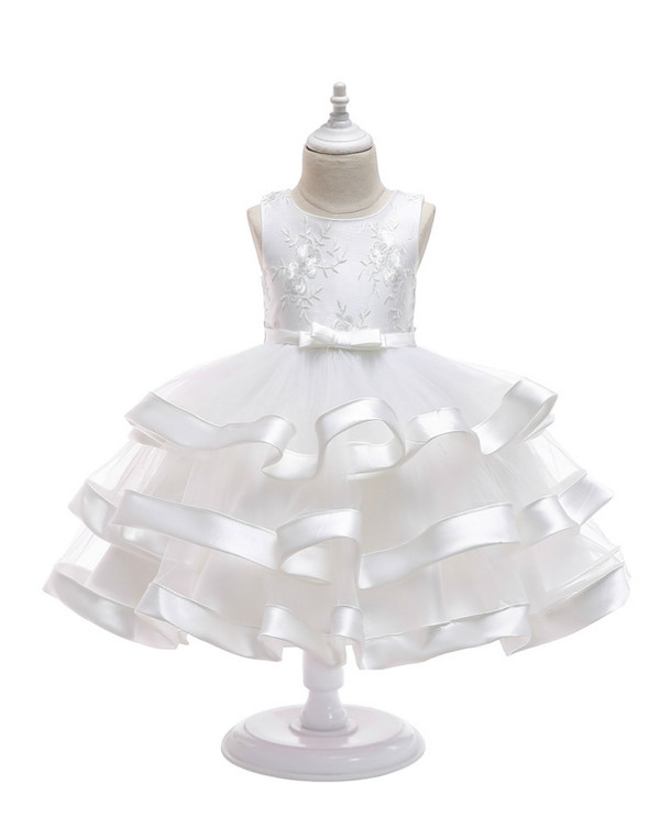 Shop 2019 Long & Short In Stock:Ship in 48 Hours White Tulle Appliques Flower Girl Dress With Bow With Factory Price From Kemedress