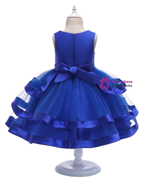 Shop 2019 Long & Short In Stock:Ship in 48 Hours Blue Tulle Appliques Princess Dress With Bow With Factory Price From Kemedress