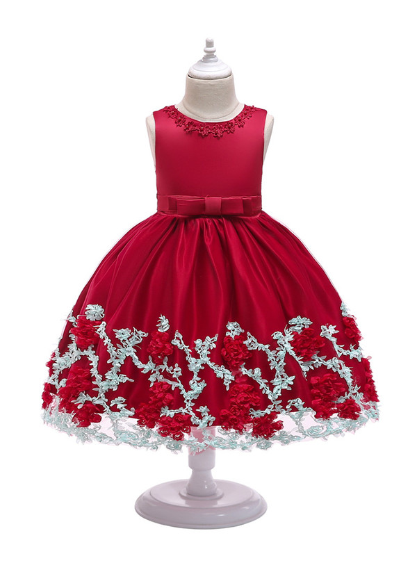 Shop 2019 Long & Short In Stock:Ship in 48 Hours Red Tulle Lace Flower Girl Princess Dress With Bow With Factory Price From Kemedress