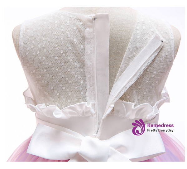 Shop 2019 Long & Short In Stock:Ship in 48 Hours Pink Tulle Unicorn Appliques Flower Girl Dress With Factory Price From Kemedress