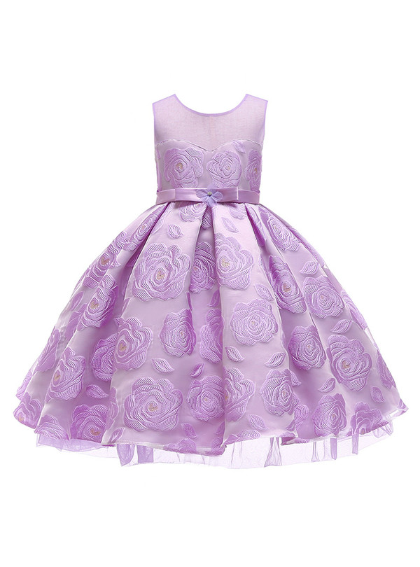 Shop 2019 Long & Short In Stock:Ship in 48 Hours Purple Lace Flower Girl Dress With Bow With Factory Price From Kemedress