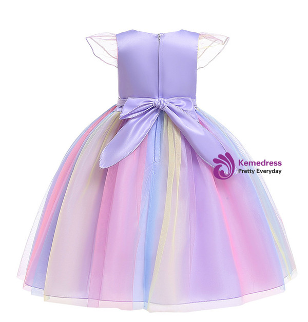 Shop 2019 Long & Short In Stock:Ship in 48 Hours Purple Tulle Cap Sleeve Appliques Flower Girl Dress With Factory Price From Kemedress